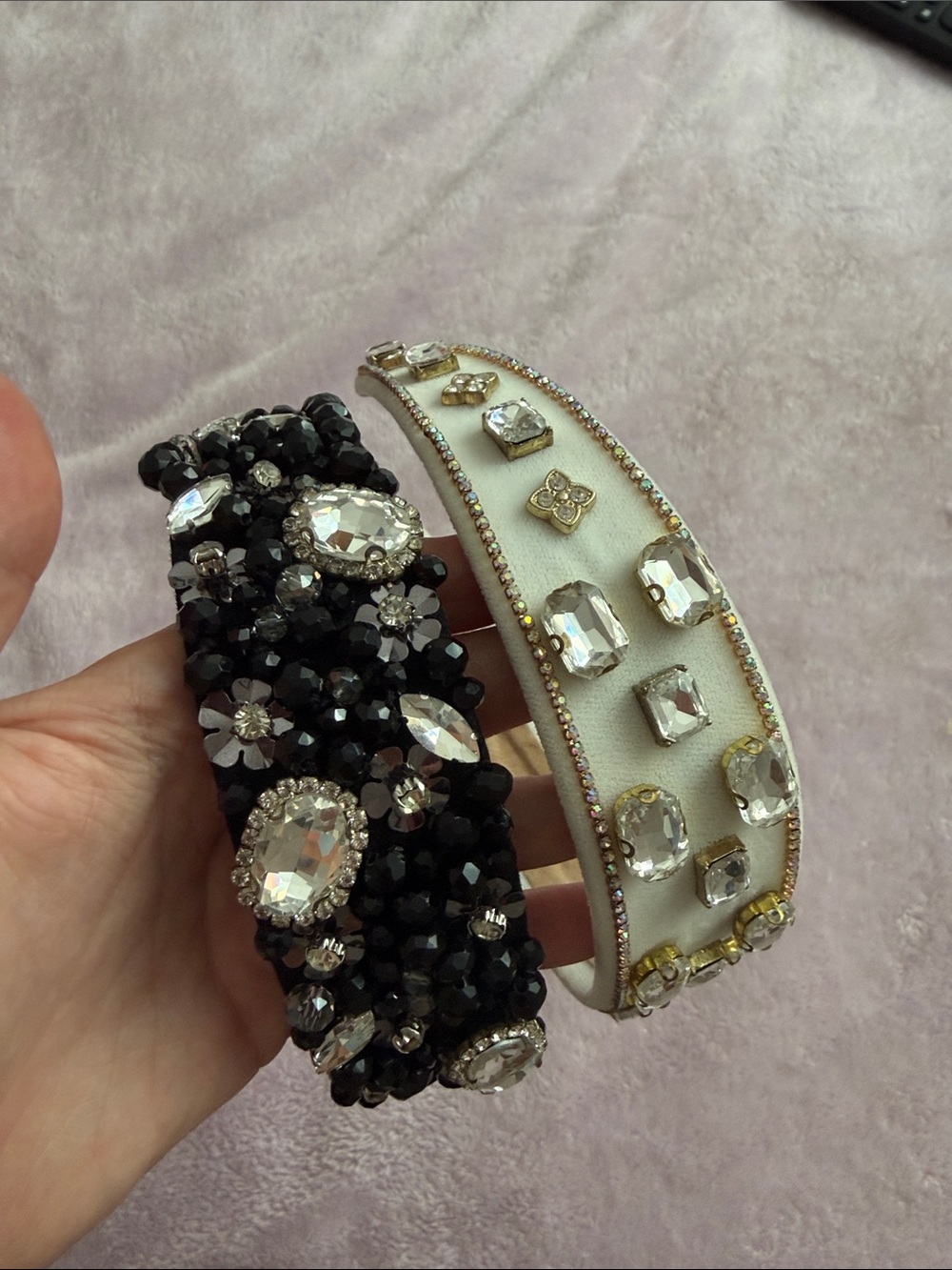 Embellished Jewel Headbands - Black and White
